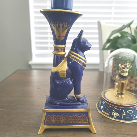Franklin Mint Egyptian Cat Candle Holder and Figurine Set - Picture 9 of 10